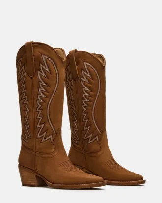 Albany Stitch em camurça cor de conhaque