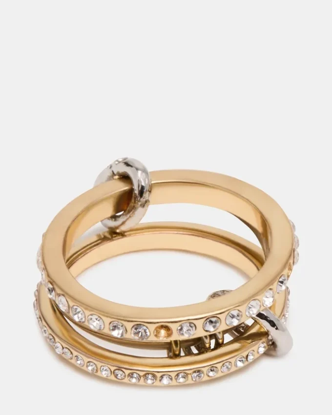 Anel com strass empilhados dourado multicolorido Anel com strass empilhados dourado multicolorido