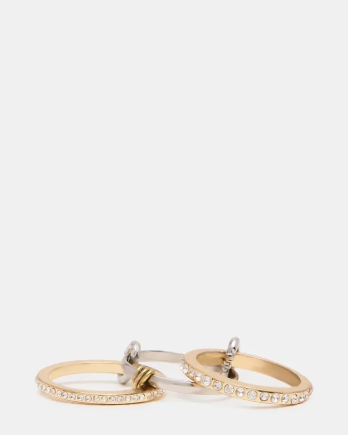 Anel com strass empilhados dourado multicolorido Anel com strass empilhados dourado multicolorido