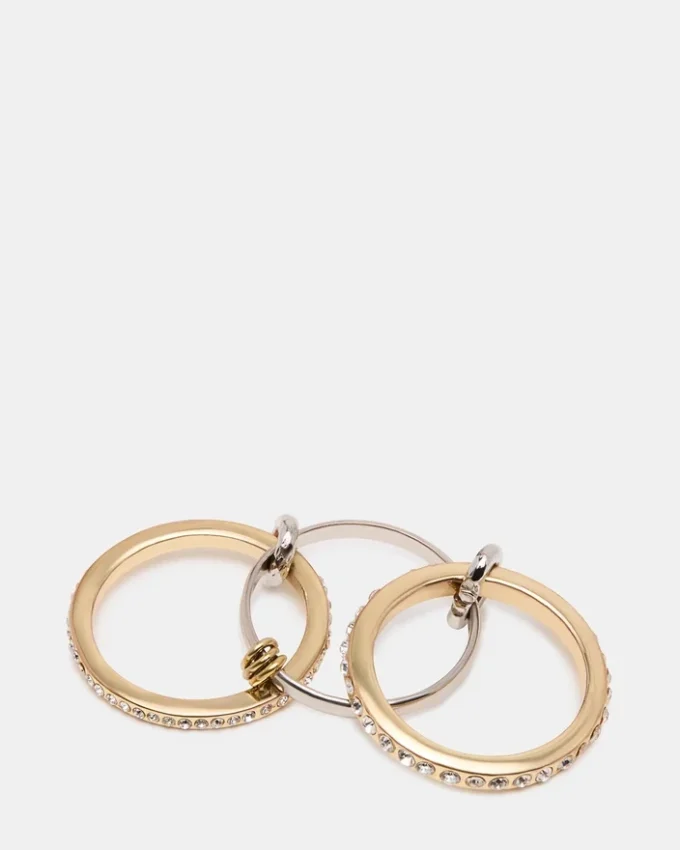 Anel com strass empilhados dourado multicolorido Anel com strass empilhados dourado multicolorido