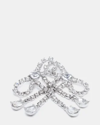 Brincos com laço de strass prateados