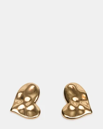 Brincos de coração texturados em ouro Brincos de coração texturados em ouro