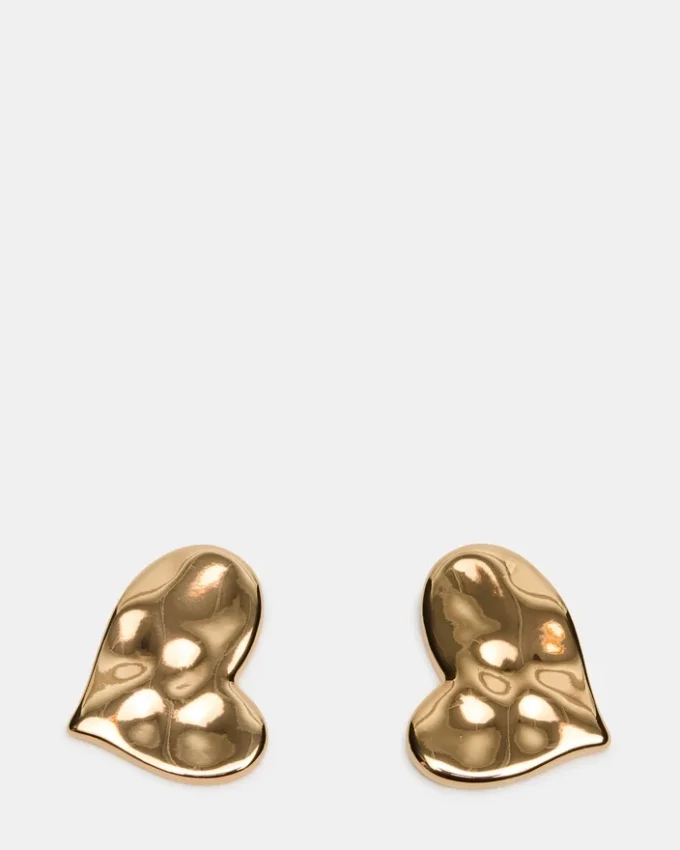 Brincos de coração texturados em ouro Brincos de coração texturados em ouro