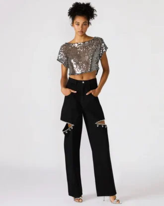 Calças de Ganga Ayla Preto