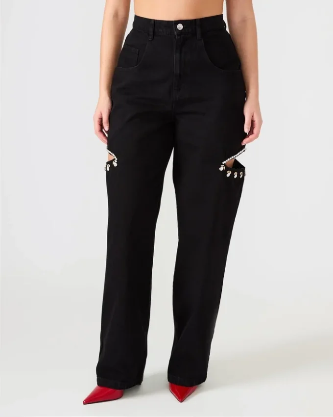 Calças de Ganga Ayla Preto