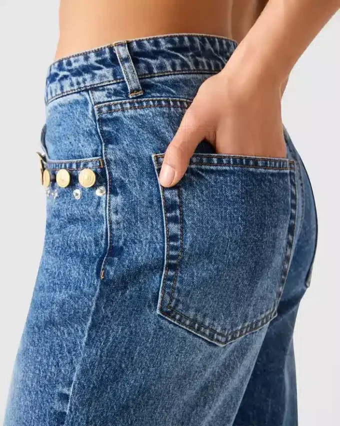 Calças de Ganga Irys Azul-Marinho Escuro