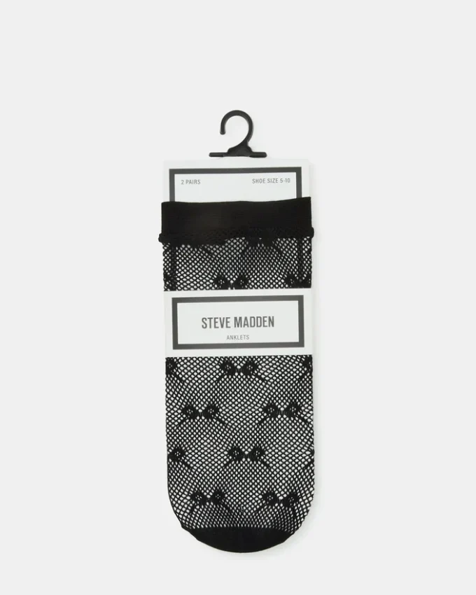 Conjunto de 2 pares de meias curtas de rede com laço, pretas Conjunto de 2 pares de meias curtas de rede com laço, pretas