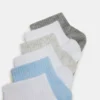 Conjunto de 6 pares de meias curtas com nervuras Peyton, branco multicolorido Conjunto de 6 pares de meias curtas com nervuras Peyton, branco multicolorido