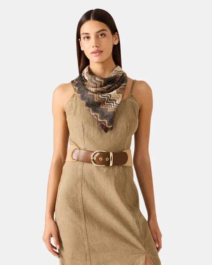 Lenço Quadrado Ondulado Brilhante Neutro