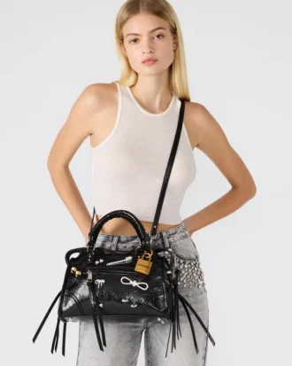 Mala Riggs com Detalhes, Preta Envelhecida