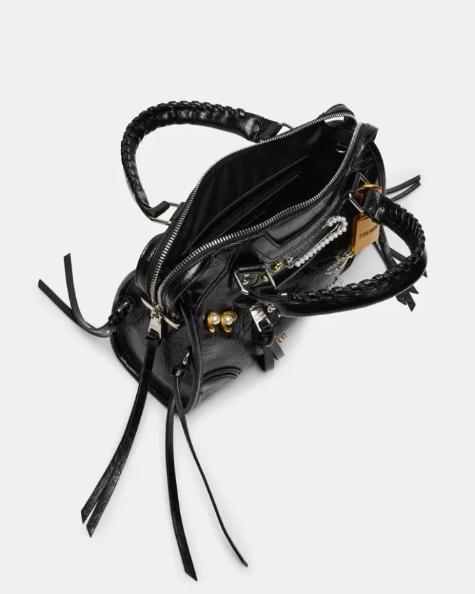 Mala Riggs com Detalhes, Preta Envelhecida