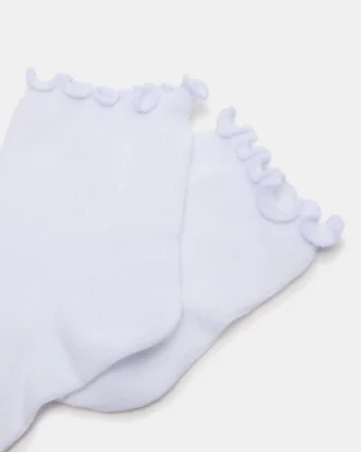 Meias curtas com borda em forma de alface, brancas Meias curtas com borda em forma de alface, brancas