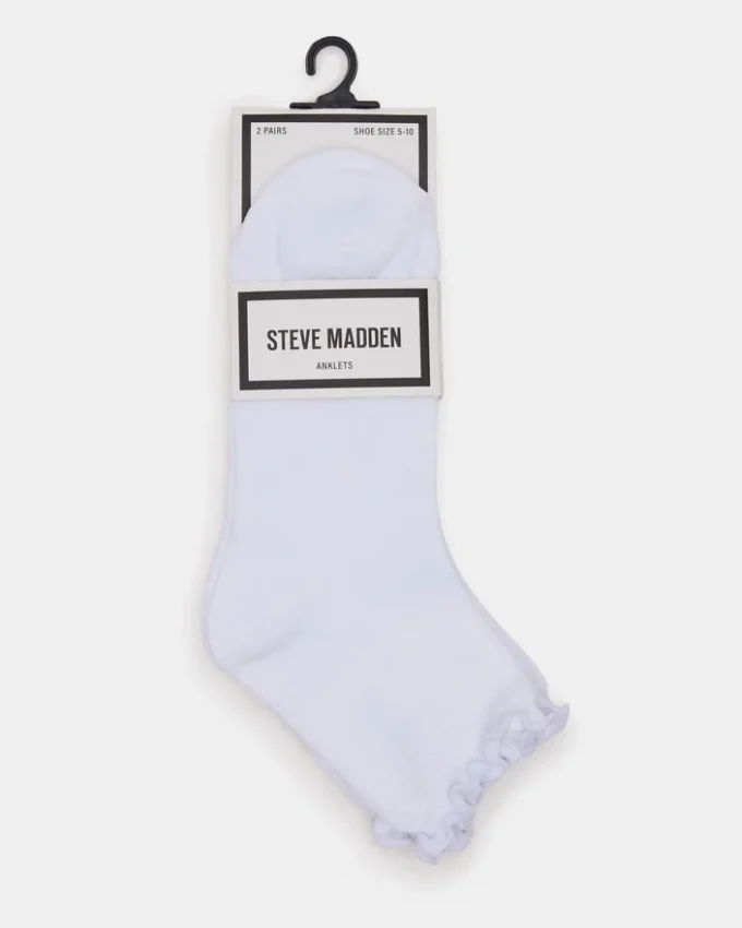 Meias curtas com borda em forma de alface, brancas