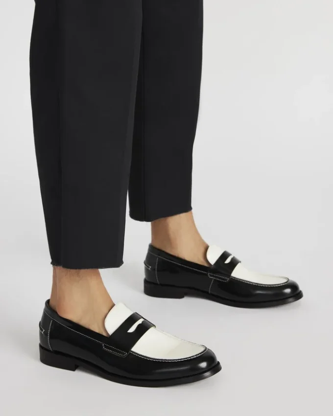 Natan em couro preto/branco Natan em couro preto/branco