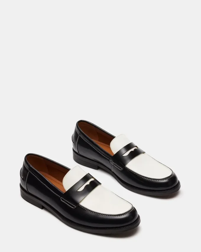 Natan em couro preto/branco Natan em couro preto/branco