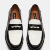 Natan em couro preto/branco Natan em couro preto/branco