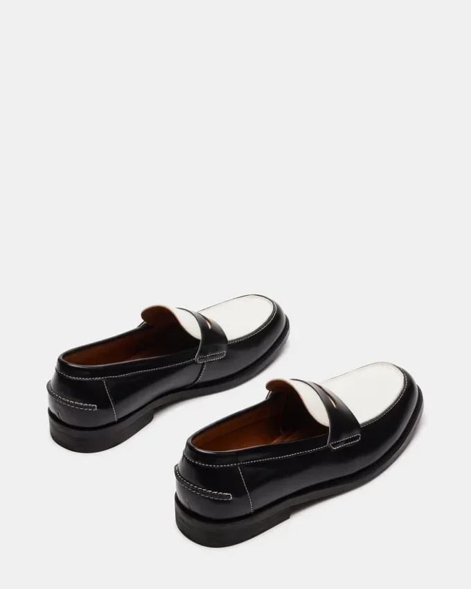 Natan em couro preto/branco Natan em couro preto/branco