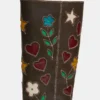 Riggs em couro castanho floral Riggs em couro castanho floral