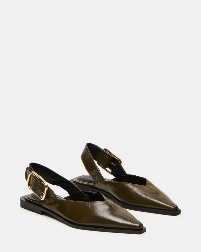 Shay em couro verde-oliva