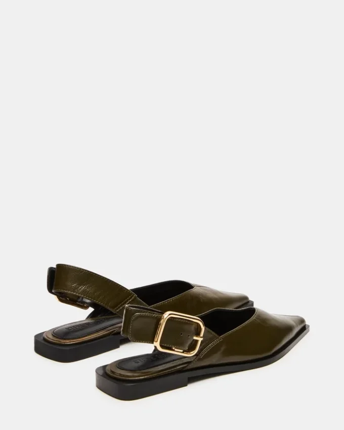 Shay em couro verde-oliva