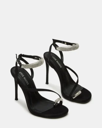 Tia com strass em cetim preto