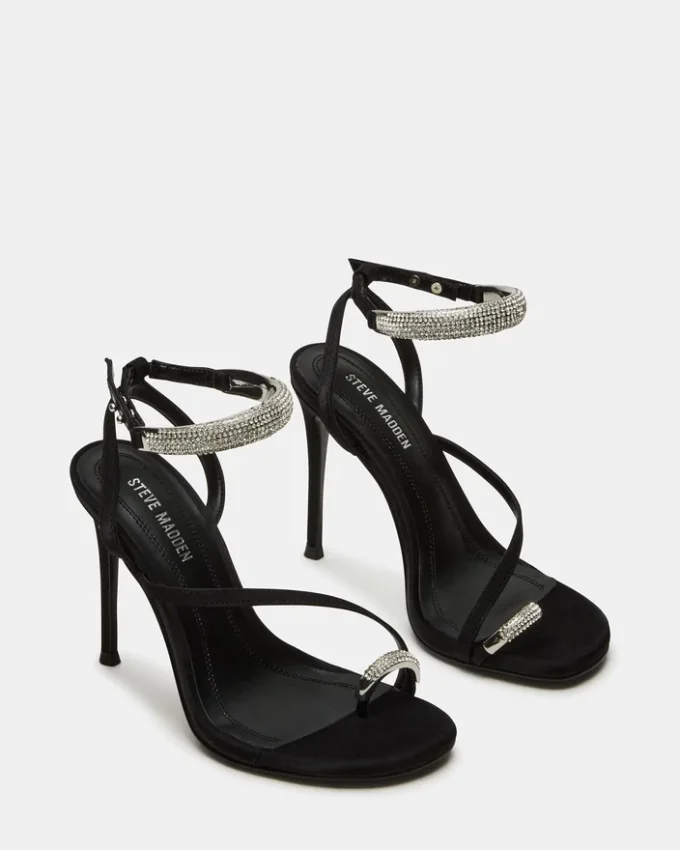 Tia com strass em cetim preto