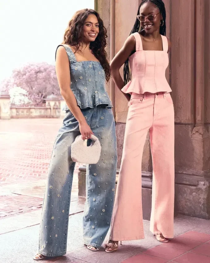 Calças de ganga Roz rosa Calças de ganga Roz rosa