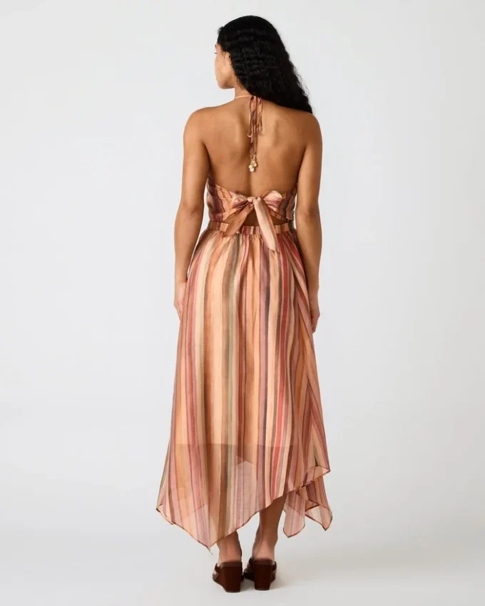 Vestido Dalina com riscas multicoloridas