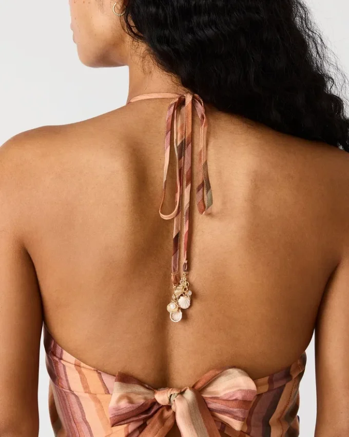 Vestido Dalina com riscas multicoloridas