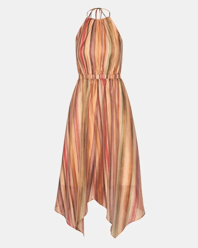 Vestido Dalina com riscas multicoloridas