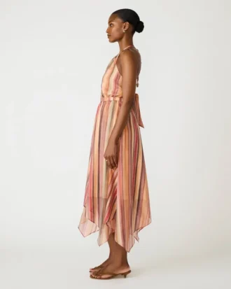 Vestido Dalina com riscas multicoloridas