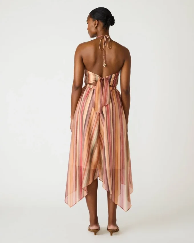 Vestido Dalina com riscas multicoloridas