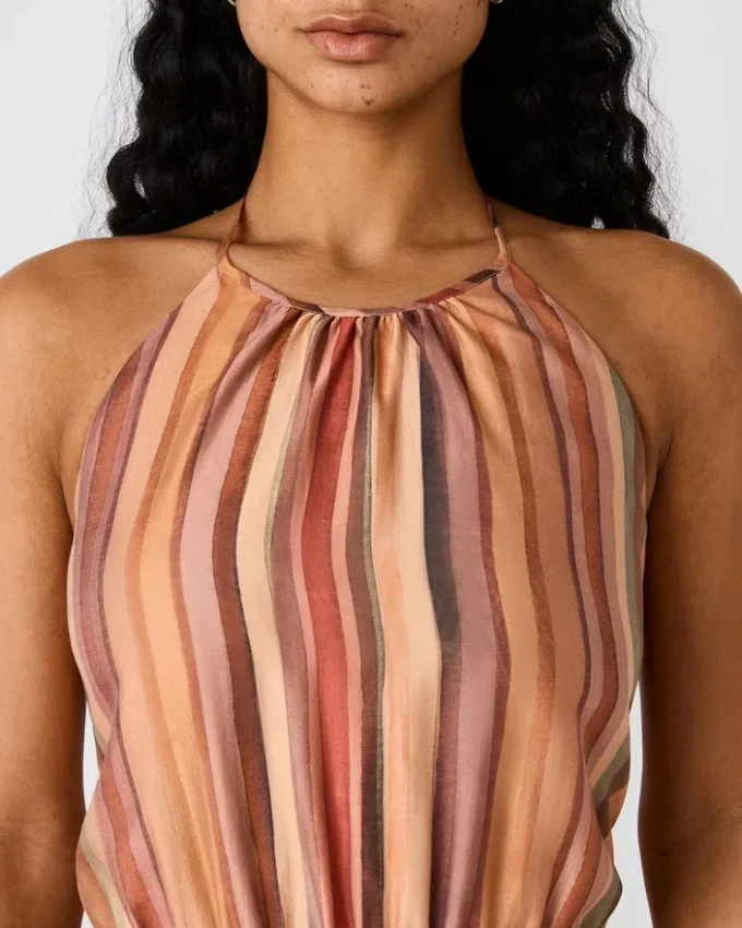 Vestido Dalina com riscas multicoloridas