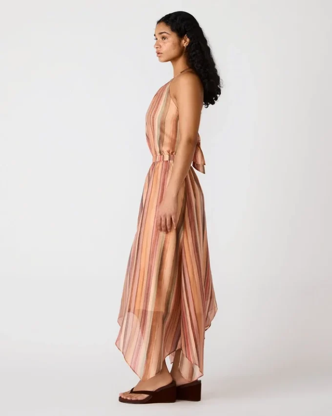 Vestido Dalina com riscas multicoloridas