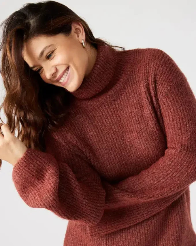 Vestido de malha Abbie em cor de ferrugem