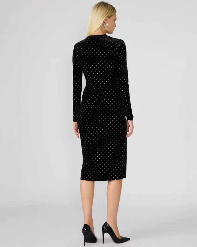 Vestido de veludo com tachas Hailee Preto