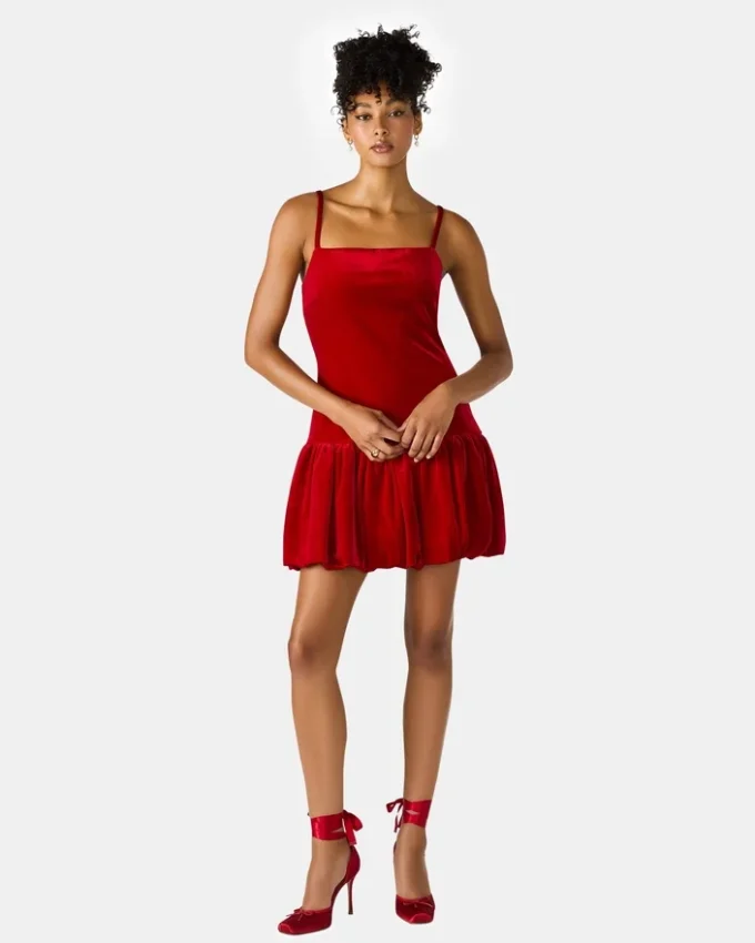 Vestido Giovanna em veludo vermelho