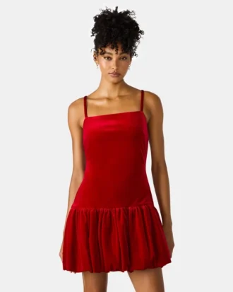 Vestido Giovanna em veludo vermelho
