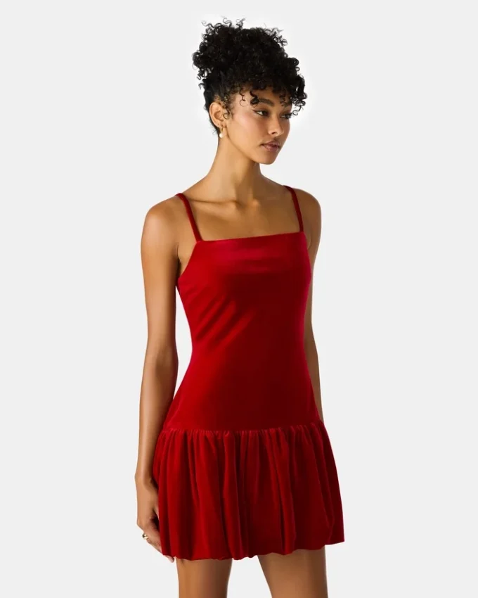 Vestido Giovanna em veludo vermelho