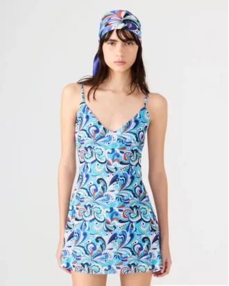 Vestido Sheila Paisley azul-petróleo