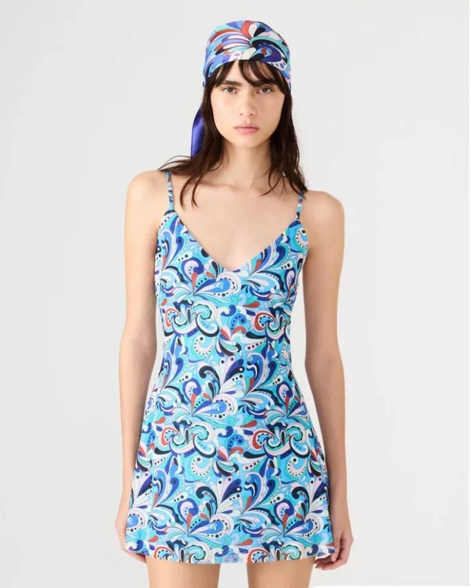 Vestido Sheila Paisley azul-petróleo